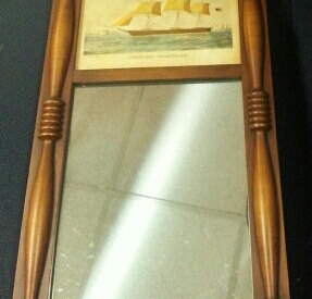 Vintage Mirror with Currier & Ives Clipper Ship Nightingale print